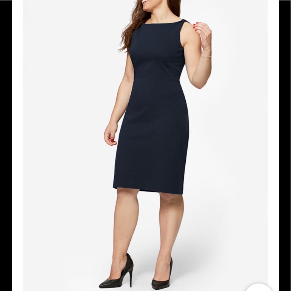 MM Lafluer navy sleeveless ponte knit Lydia dress